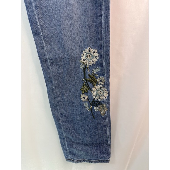 J.Jill Denim Weekender 4 Straight Leg Jeans Floral Embroidered Cottagecore Boho - Picture 7 of 14